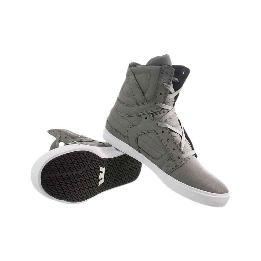 Baskets Montantes Supra SkyTop II Grise Grey/Waxed Canvas Homme | VYO-00948744